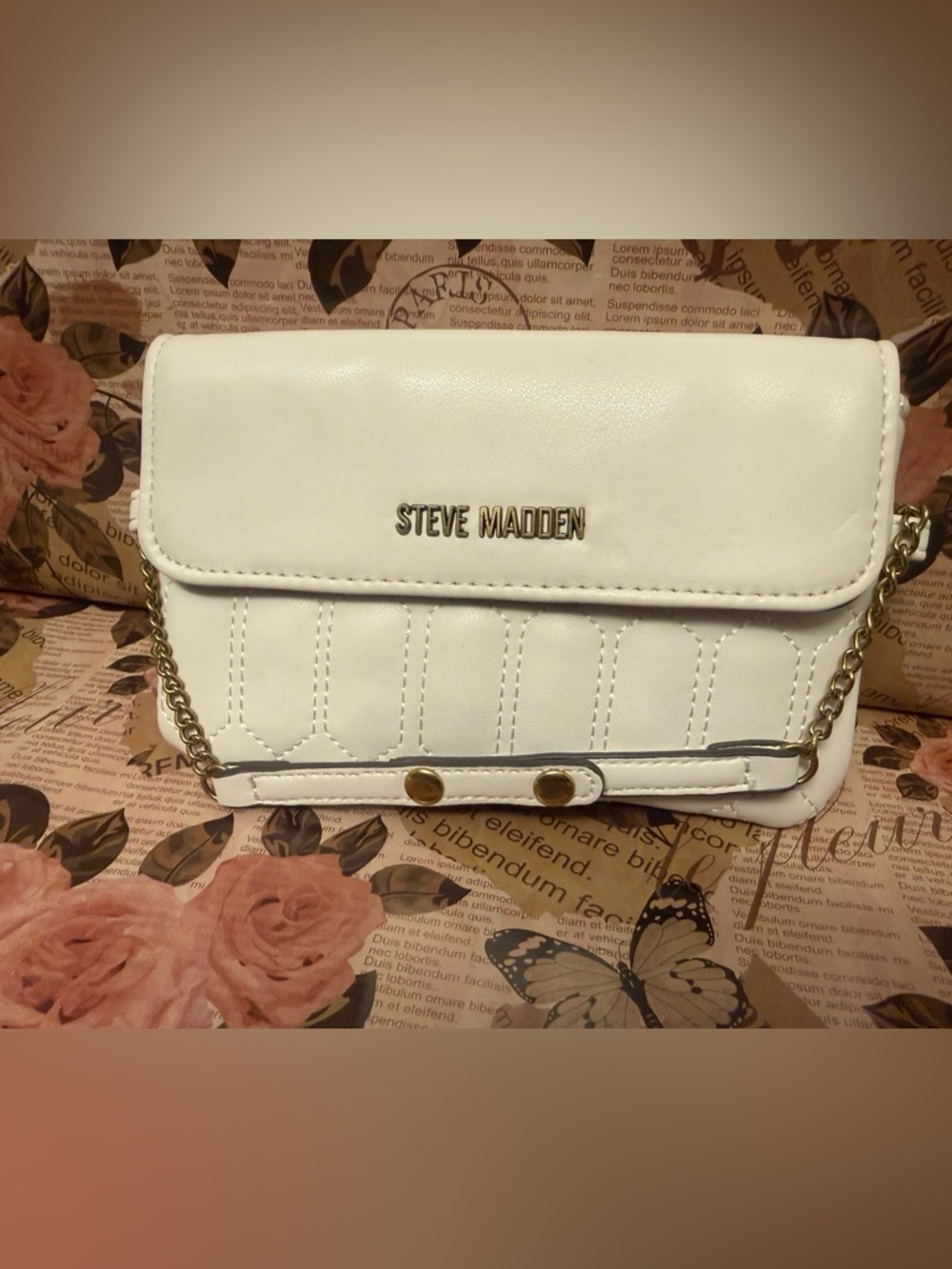 Steve Madden NWOT Quilted Flap Wallet with Chain Strap